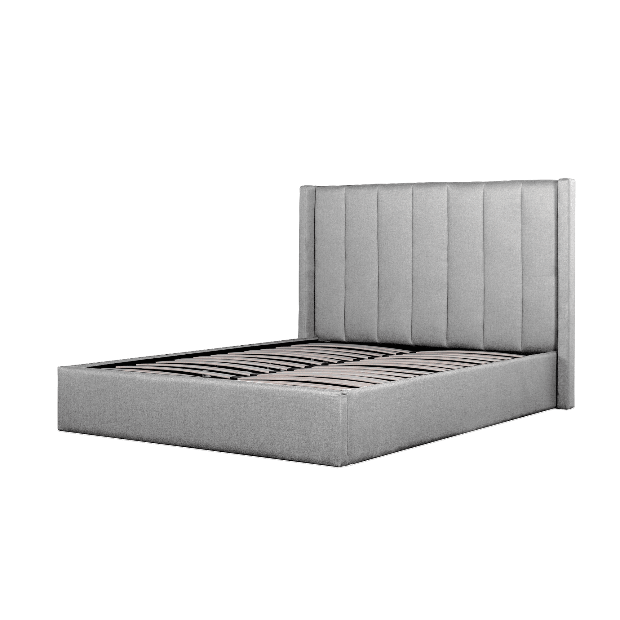 Fabric Queen Bed Frame – Pearl Grey with Storage