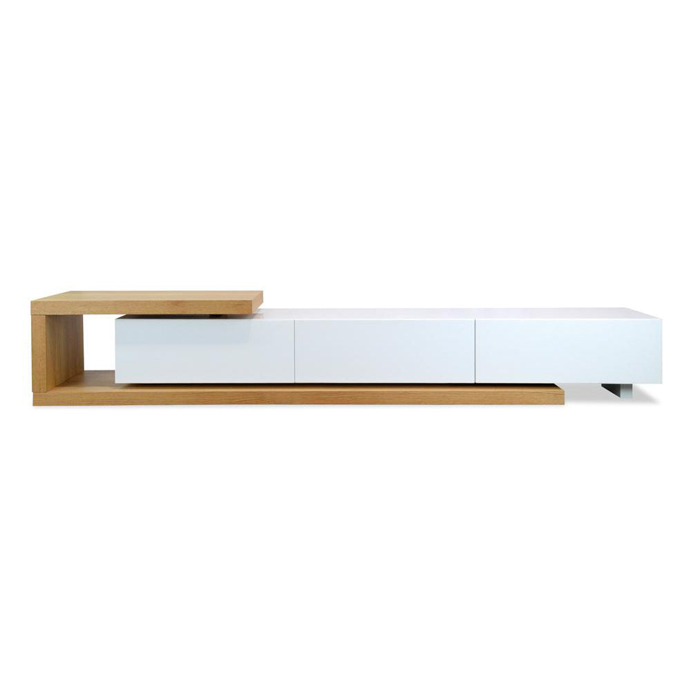 2.4m-3.07m TV Entertainment Unit – Natural – White