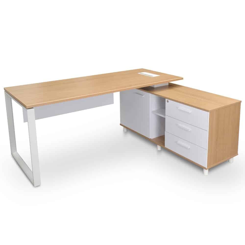 180cm Executive Office Desk With Right Return – Natural