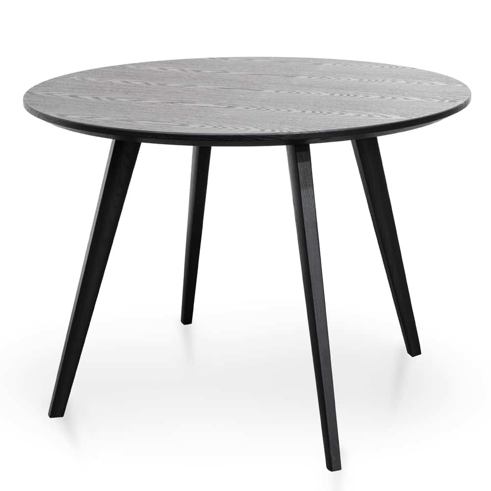 100cm Round Dining Table – Black Veneer Top – Black Legs
