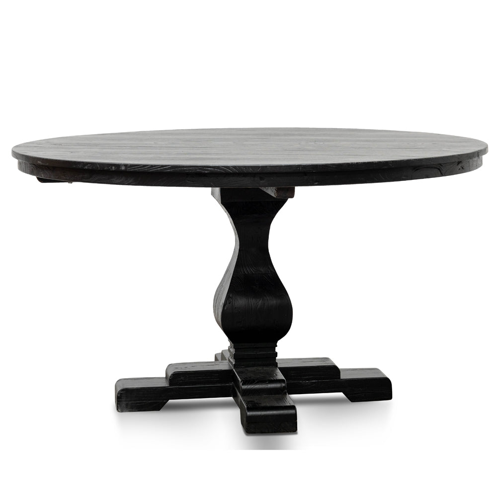 Reclaimed 140cm Round Dining Table – Rustic Black