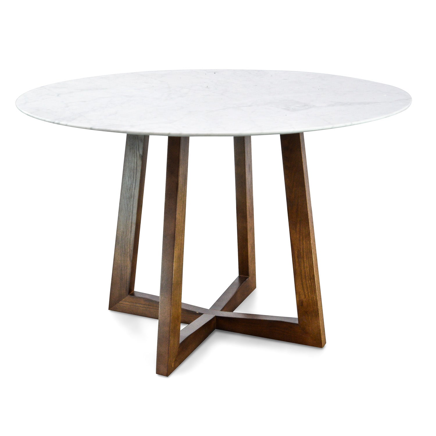 1.15m Round Marble Dining Table – Dark Brown Base