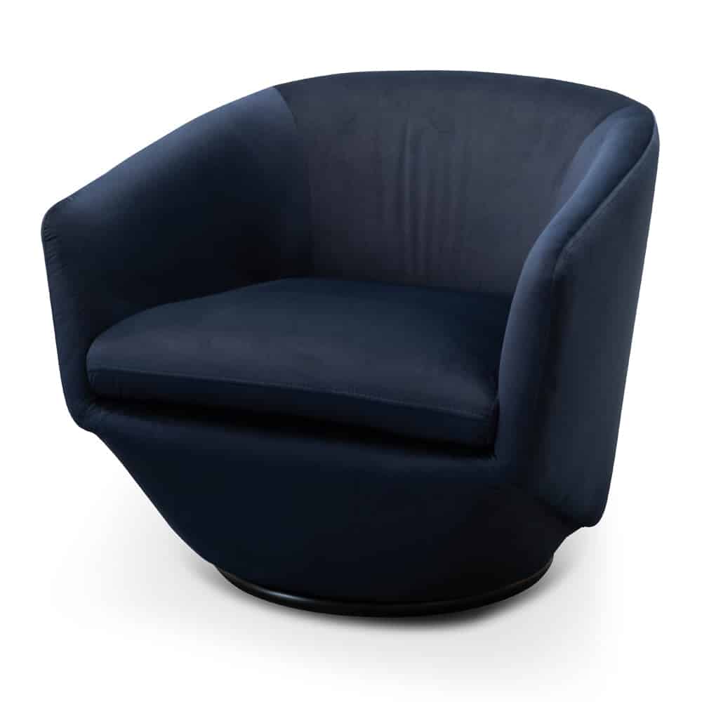Swivel Lounge Chair – Navy Velvet