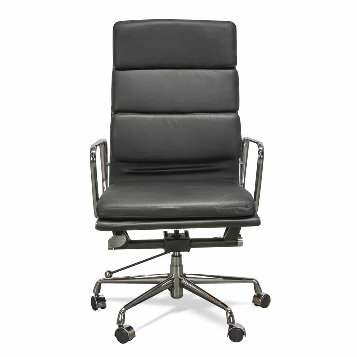 High Back Office Chair - Black Leather — view 2