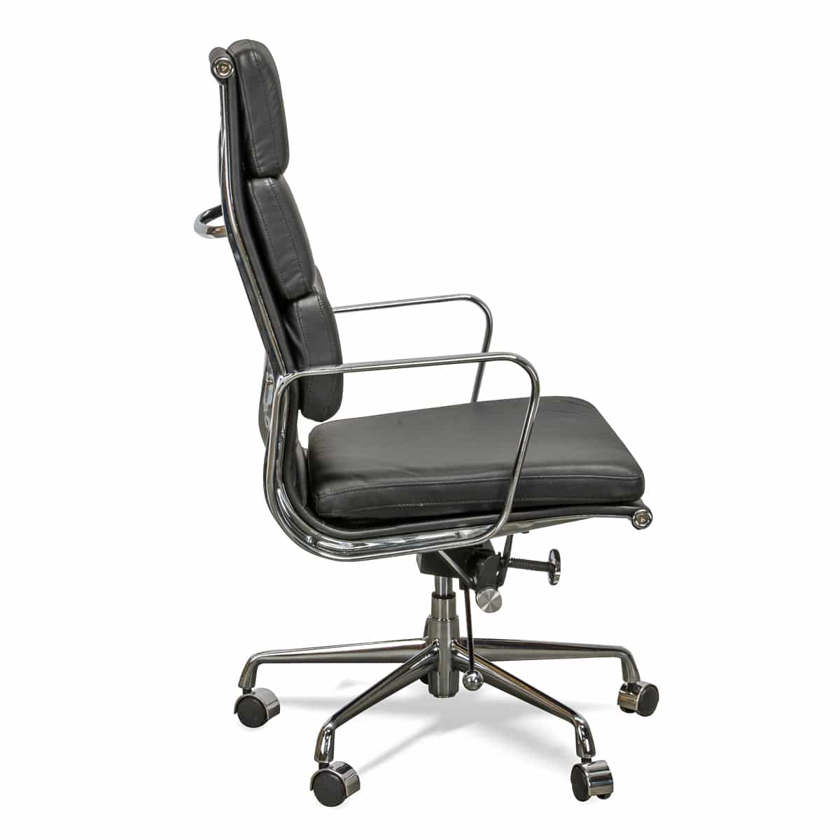 High Back Office Chair - Black Leather — view 3