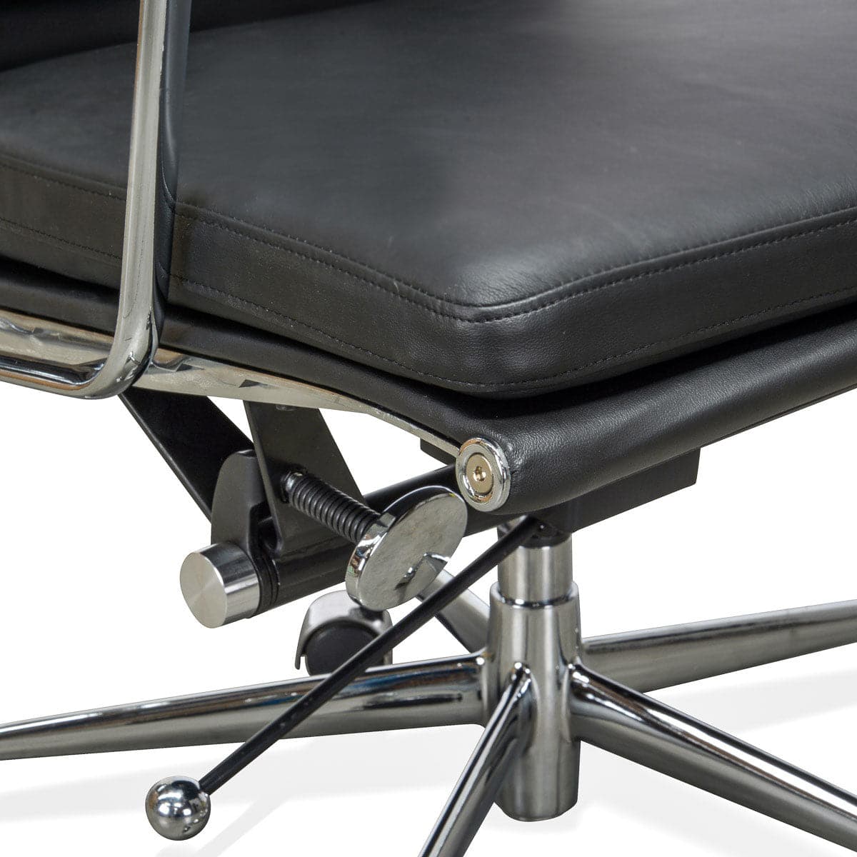 High Back Office Chair - Black Leather — view 7