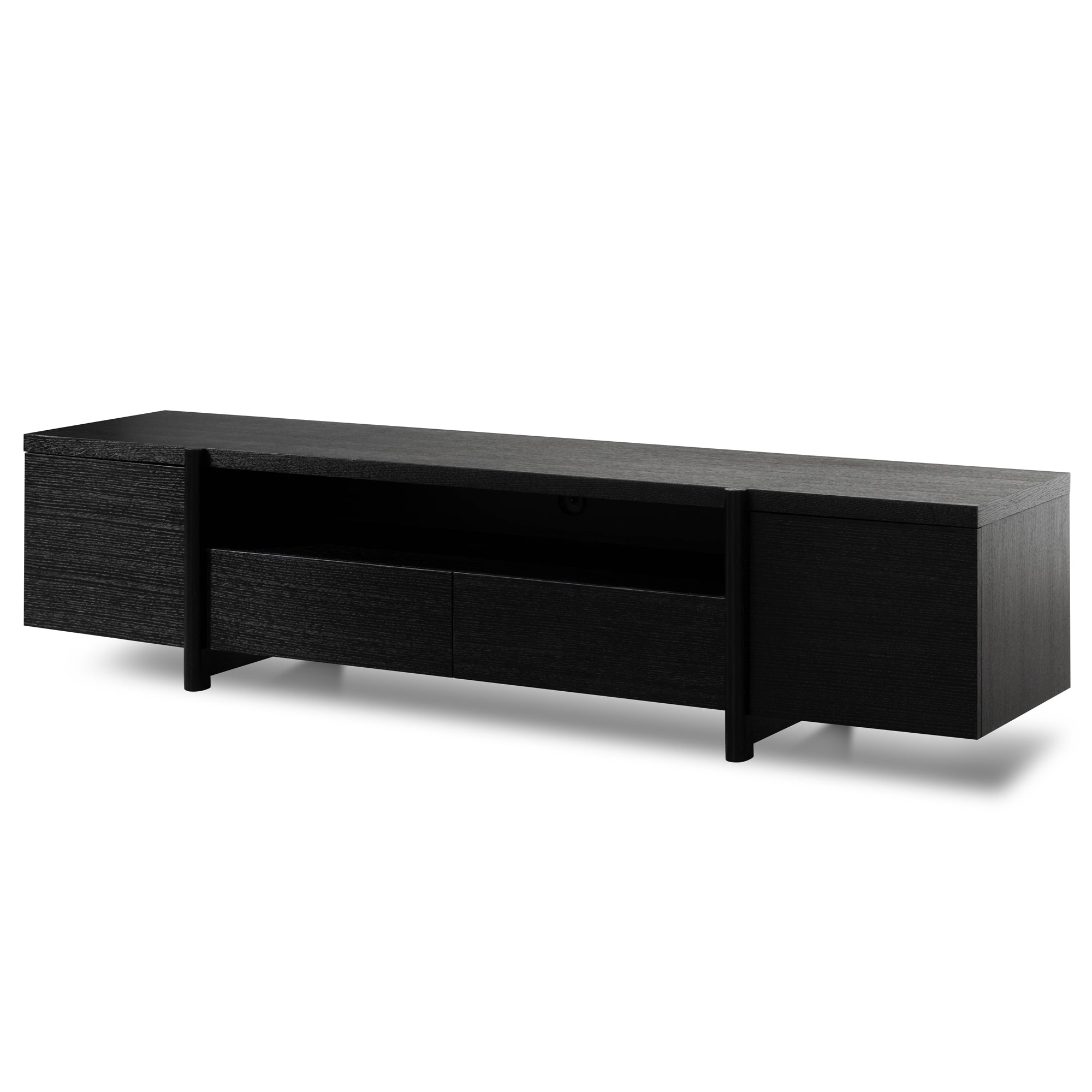 Lowline 2.1m Entertainment TV Unit – Black Oak – Timber Legs