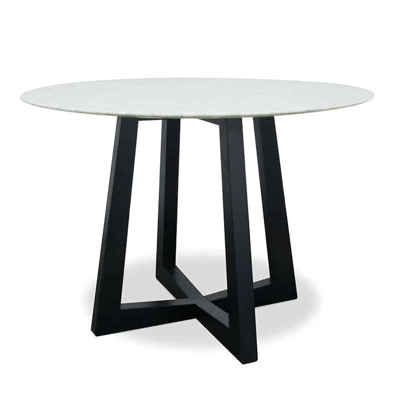 1.15m Round Marble Dining Table – Black Base